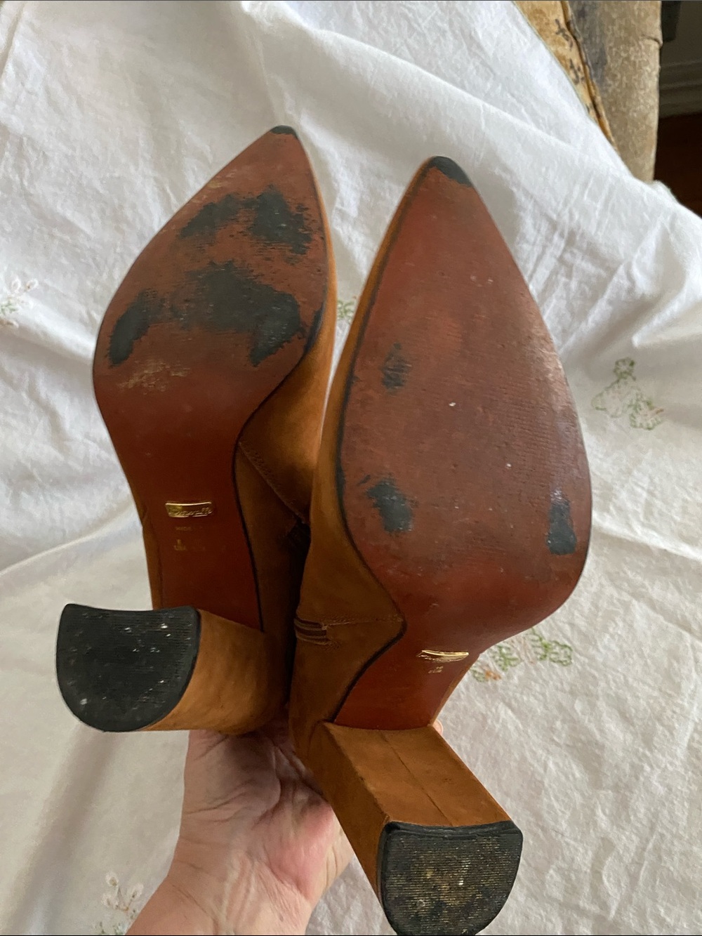 L’intervalle size 8  Suede Pointed Toe Ankle Boots in Chestnut - Picture 9 of 11